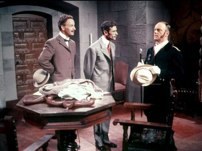 Charles Bouillaud, Robert Lamoureux, and Paul Muller in The Adventures of Arsène Lupin (1957)