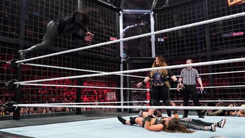 Sarona Snuka, Sarah Bridges, Gionna Daddio, and Savelina Fanene in WWE Elimination Chamber (2019)