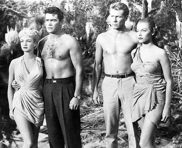 June Blair, Jeff Richards, John Smith, and Venetia Stevenson in Island of Lost Women (1959)