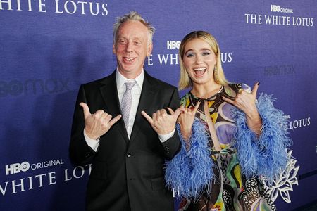 Mike White and Haley Lu Richardson at an event for The White Lotus (2021)