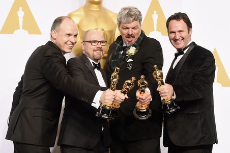 Paul J. Franklin, Ian Hunter, and Andrew Lockley at an event for The Oscars (2015)