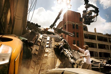 Mark Wahlberg and Michael Bay in Transformers: The Last Knight (2017)