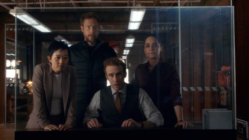 Still of Kris Holden-Ried, Archie Panjabi, Mark Rendall and Cihang Ma in Departure and Stowaway