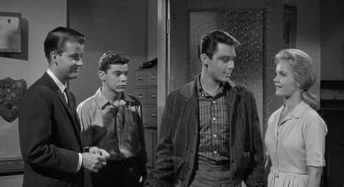 Tuesday Weld, Warren Berlinger, Michael Callan, and Dick Clark in Because They're Young (1960)