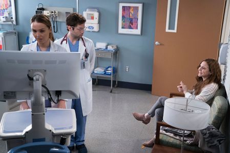 Still of Sarah Utterback, Camilla Luddington and Jake Borelli in Grey's Anatomy episode Bad Reputation