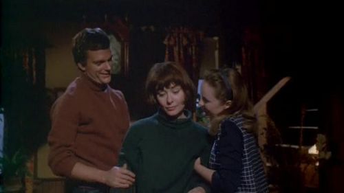 Keir Dullea, Sandy Dennis, and Anne Heywood in The Fox (1967)