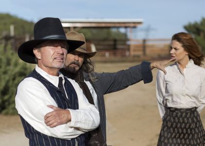 With John Savage and Courtney Hope on the set of Seven Dollars