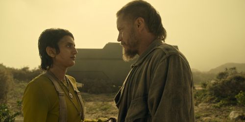 Aasiya Shah and Travis Fimmel in Raised by Wolves (2020)