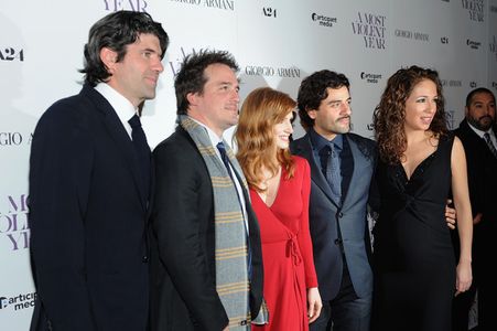 Neal Dodson, J.C. Chandor, Oscar Isaac, Anna Gerb, and Jessica Chastain in A Most Violent Year (2014)