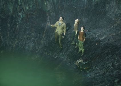 Brendan Fraser, Josh Hutcherson, and Aníta Briem in Journey to the Center of the Earth (2008)