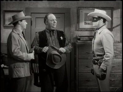 Clayton Moore, John Doucette, and Charles Watts in The Lone Ranger: Thieves' Money (1950)