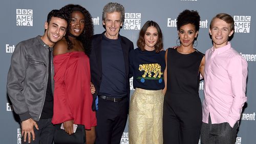 Peter Capaldi, Sophie Hopkins, Fady Elsayed, Pearl Mackie, Greg Austin, and Vivian Oparah in Class (2016)