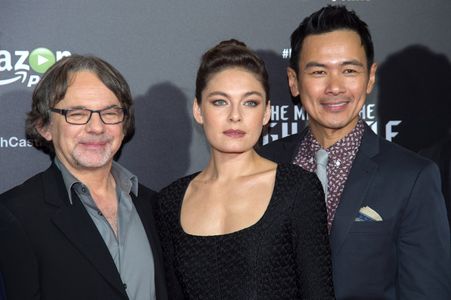 Joel de la Fuente, Frank Spotnitz, and Alexa Davalos at an event for The Man in the High Castle (2015)