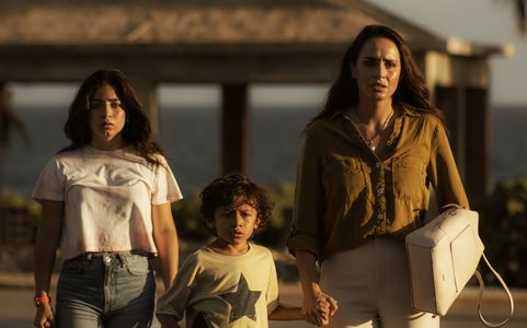 Carlos Solórzano, Fernanda Urrejola, and Venus Ariel in The Black Demon (2023)