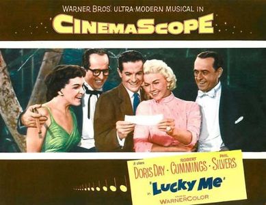 Doris Day, Robert Cummings, Eddie Foy Jr., Phil Silvers, and Nancy Walker in Lucky Me (1954)