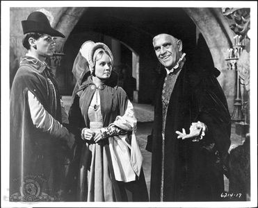 Jack Nicholson, Boris Karloff, and Olive Sturgess in The Raven (1963)