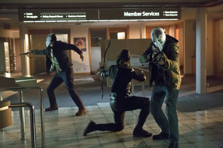 Currie Graham, Kyle Schmid, and Stephen Amell in Arrow (2012)