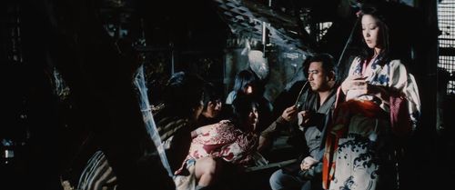 Shintarô Katsu, Shirô Kishibe, Osamu Sakai, and Rie Yokoyama in Zatoichi's Conspiracy (1973)