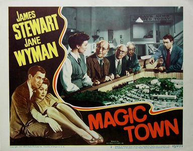 James Stewart, Harry Holman, and Jane Wyman in Magic Town (1947)