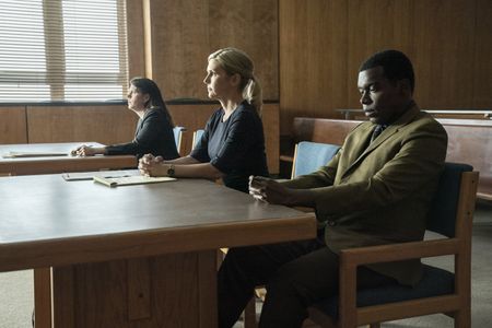 Rhea Seehorn, Christopher Kelly, and Melissa Heiman in Better Call Saul: Axe and Grind (2022)