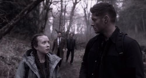 Jensen Ackles, Misha Collins, and Katherine Evans in Supernatural (2005)