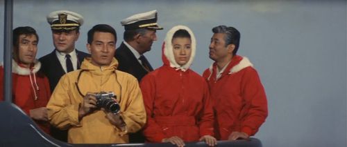 Akihiko Hirata, Akira Kubo, Bibari Maeda, Osman Yusuf, and Tadao Takashima in Son of Godzilla (1967)