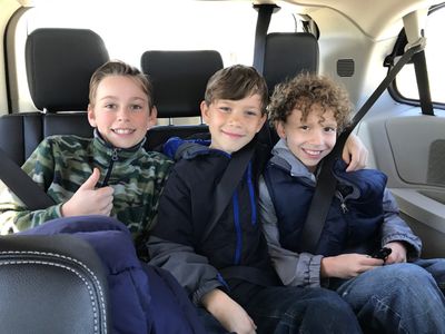 Isaak Bailey travelling to the set of Flint with Declan Cooper and Lucas Misaljevic.
