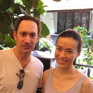Stephen Gerard with Rebecca Lim on the set of Rough Mix, Singapore