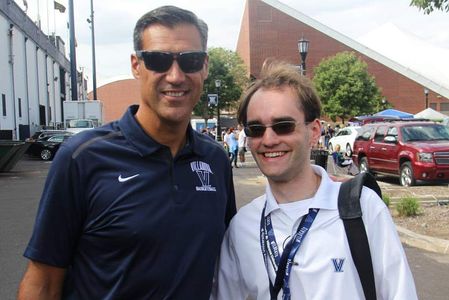 Villanova Men's Basketball coach Jay Wright (L) and Andrew McKeough (R) in 2016