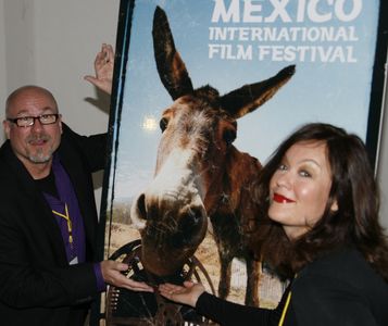 George Adams and Klaudia Kovacs celebrating their film, Panic Nation's, win at the Mexico International Film Festival.