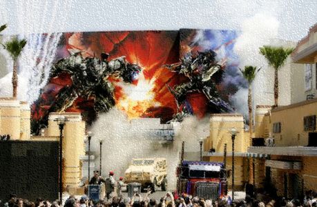 The Red Carpet for 'Transformers the Ride 3D' kicked off with a live action show. Dustin James Leighton is the lead voic