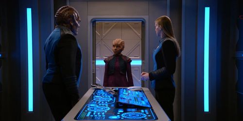 Still of Peter Macon, Adrianne Palicki and Imani Pullum in The Orville and Midnight Blue