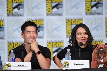 Sonya Balmores and Mike Moh at an event for Inhumans (2017)
