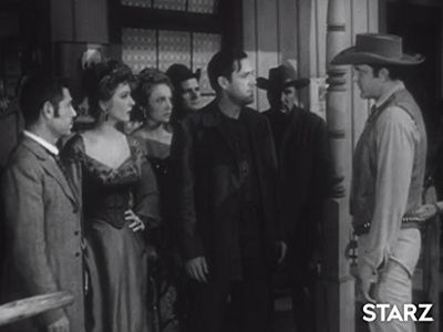 James Arness, Amanda Blake, Barney Phillips, Bing Russell, and Anne Whitfield in Gunsmoke (1955)