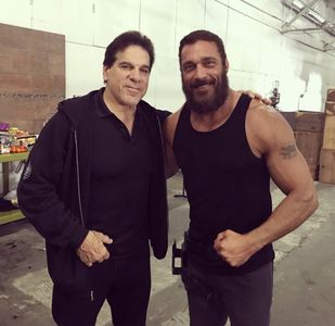 With Lou Ferrigno on set of Cross Wars.