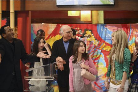 Jorge Luis Abreu, Larry David, Miley Cyrus, Romy David, and Cazzie David in Hannah Montana (2006)
