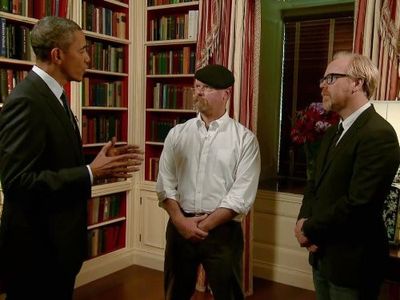 Adam Savage, Jamie Hyneman, and Barack Obama in MythBusters (2003)