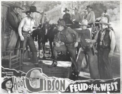 Joan Barclay, Buzz Barton, Ed Cassidy, Hoot Gibson, Reed Howes, and Lew Meehan in Feud of the West (1936)