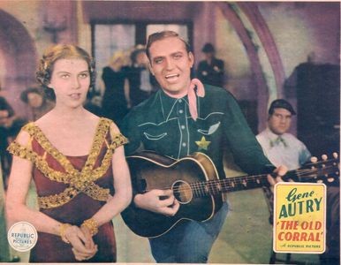 Gene Autry, Lynton Brent, and Irene Manning in The Old Corral (1936)