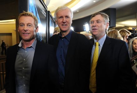 James Cameron, Richard Roxburgh, and Andrew Wight at an event for Sanctum (2011)