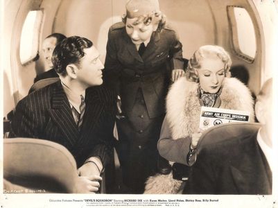 Richard Dix, Henry Mollison, Karen Morley, and Frances Morris in Devil's Squadron (1936)