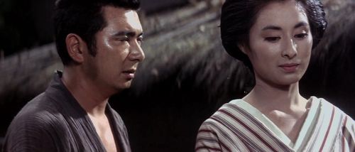 Masayo Banri and Shintarô Katsu in Zatoichi the Fugitive (1963)