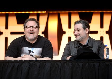 Jon Favreau and Dave Filoni at an event for The Mandalorian (2019)