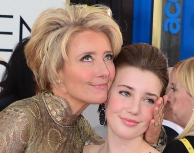 Actress Emma Thompson and daughter Gaia Romilly Wise arrive on the red carpet of the 71st Annual Golden Globe Awards in 