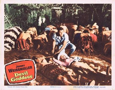 Abel Fernandez, Angela Stevens, and Johnny Weissmuller in Devil Goddess (1955)