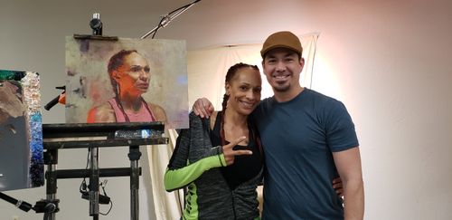 Sculptor and Artist Jeffrey Hein with Art Model and Actress Staceye Beatty
