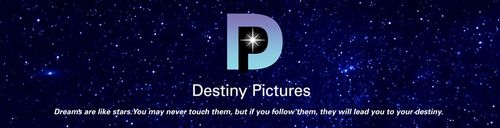 Destiny Pictures Logo- against starry night sky