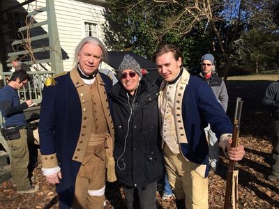 Michael Taylor and Seth Numrich on the set of AMC's TURN: Washington's Spies