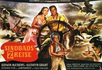 Richard Eyer, Dal McKennon, Kathryn Grant, and Kerwin Mathews in The 7th Voyage of Sinbad (1958)