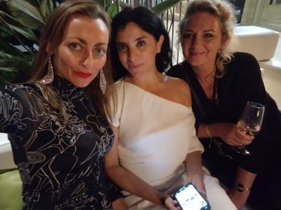 Maria Jose Bavio with Creative Fashion Director Kristine Kilty & Writer Caroline Bruckner at The Grand Lounge, at Cannes